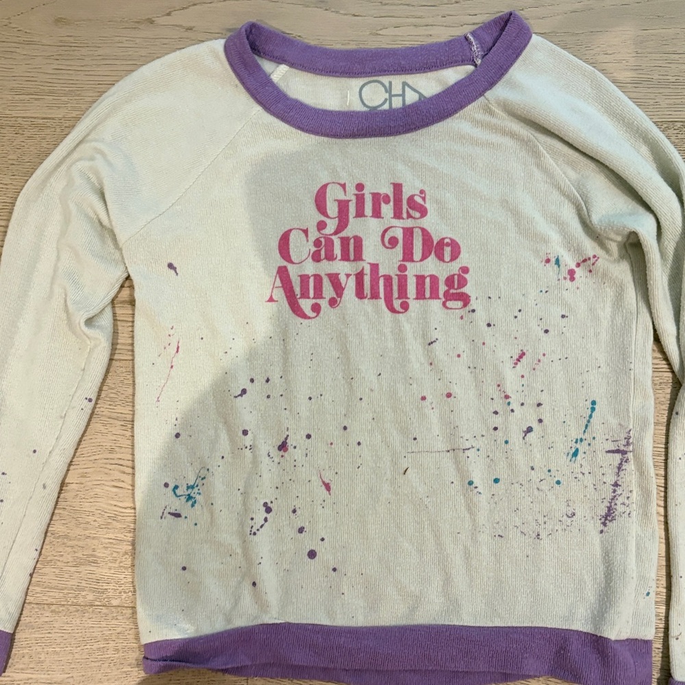 Chaser Cream and Purple Long Sleeve Kids Tee